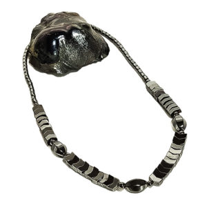 Колие Хематит с инокс