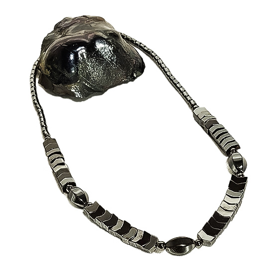 Колие Хематит с инокс Колие Хематит с инокс