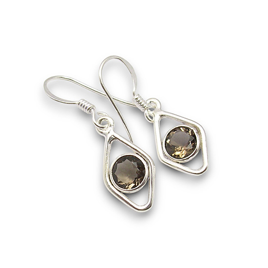 Обеци Опушен Кварц със сребро Обеци Опушен Кварц със сребро