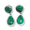 Обеци от Малахит от благородна стомана двойни