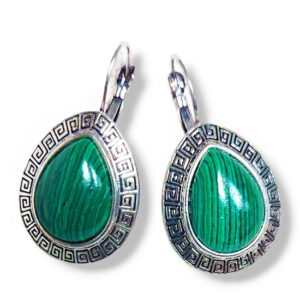 Обеци от Малахит с обков капки