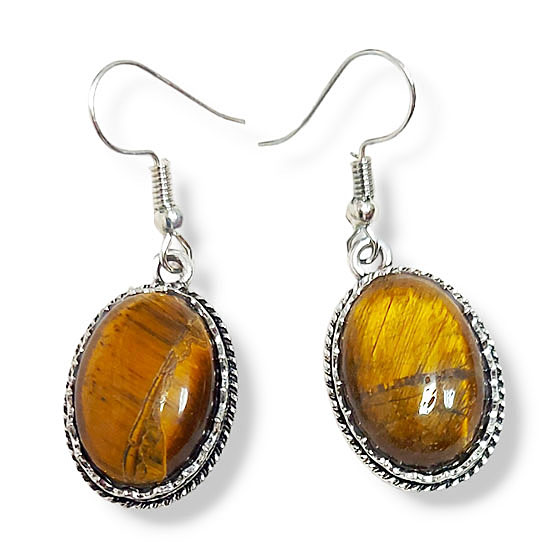 Обеци от Тигрово око овални Обеци от Тигрово око овални