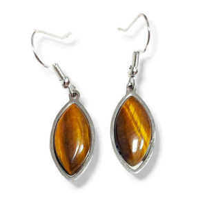 Обеци от Тигрово око от благородна стомана