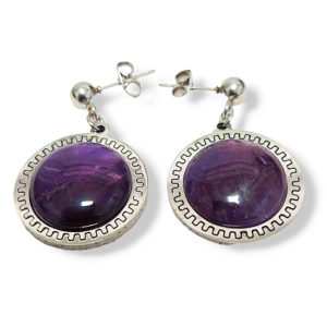 Обеци от аметист с обков от благородна стомана
