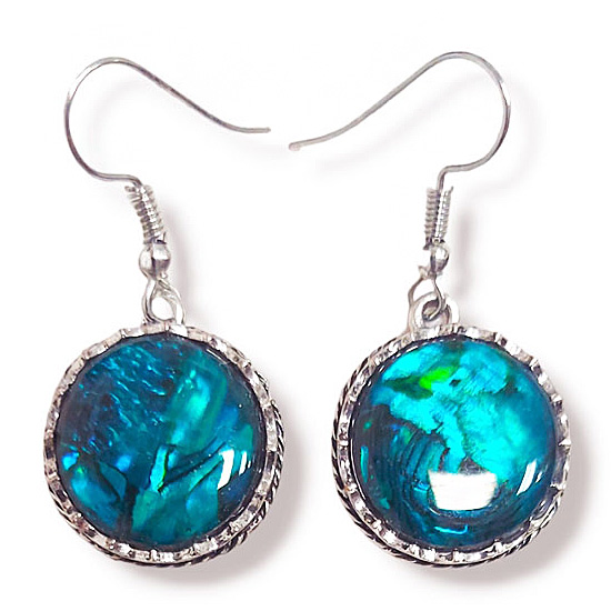 Обеци от син Кралски седеф кръгли Обеци от син Кралски седеф кръгли